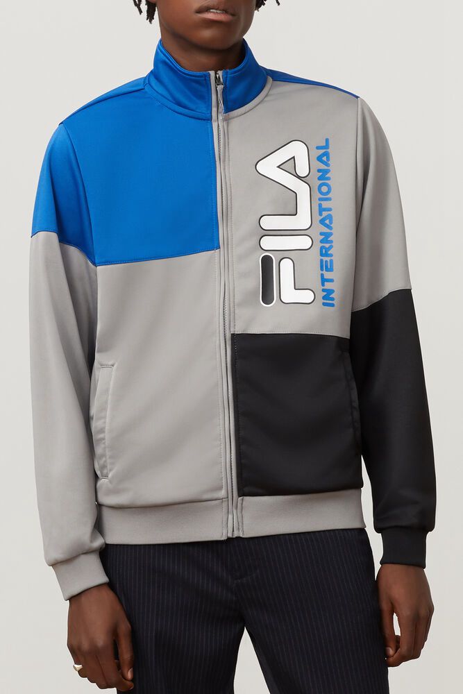 Fila Jacket Mens Grey/Black/Blue - Daniele Track - Philippines 9410256-IK